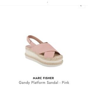 Marc Fisher LTD GANDY Platform Suede Espadrilles Wedge Sandals Pink Size 8M EUC